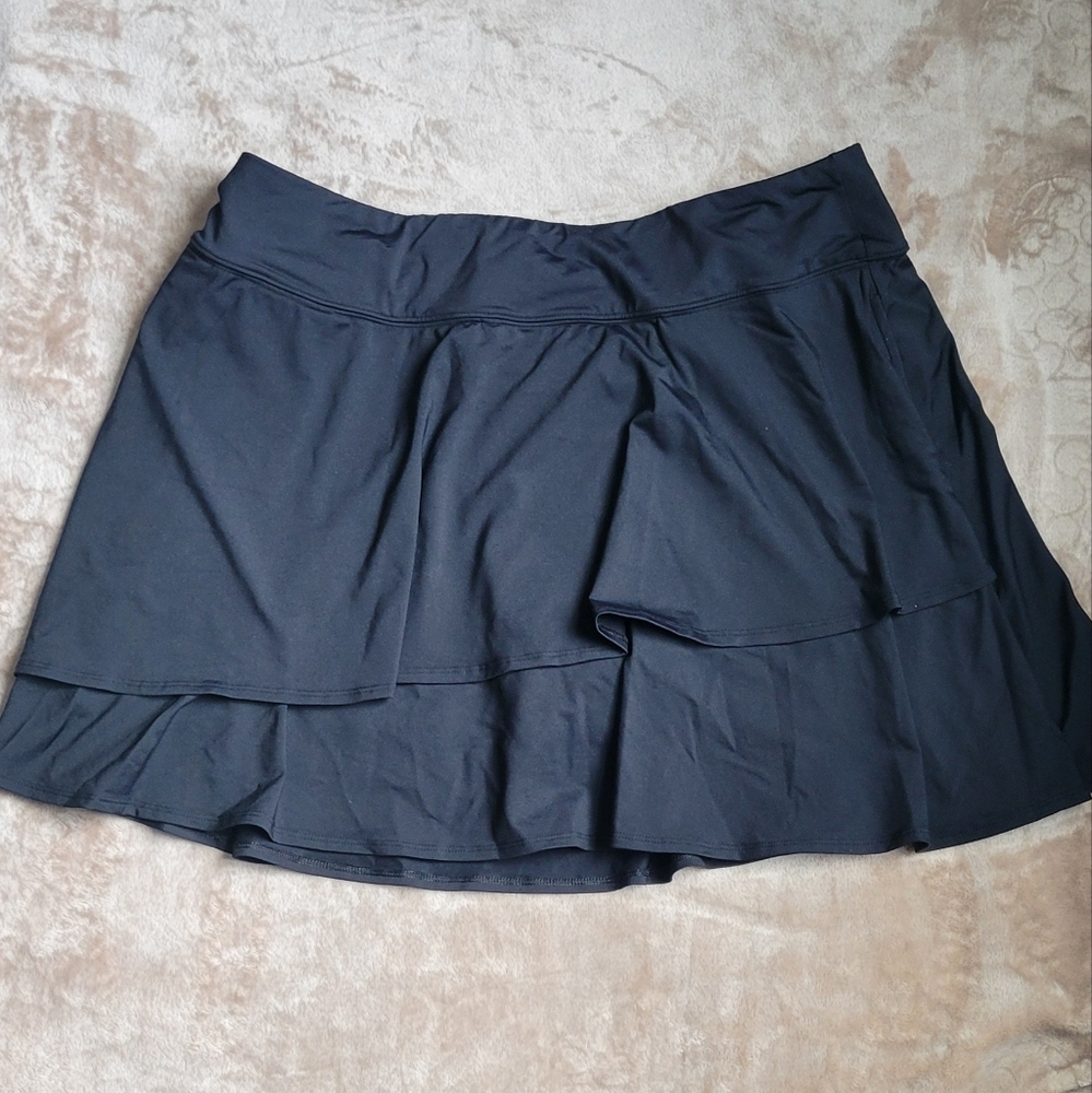 Lands' End Black Skort With Pockets SZ 1x 16w-18w